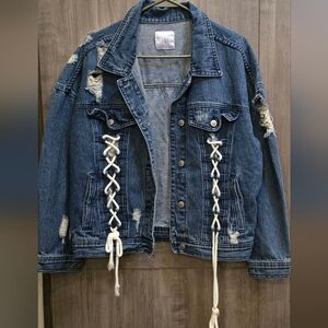 O & O Lace Up Denim Jacket